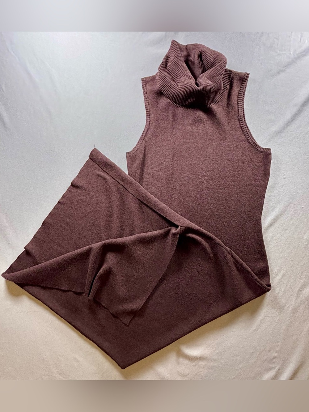 Dress Up Chocolate Brown Knit Turtleneck Midi Sweater Dress Size M